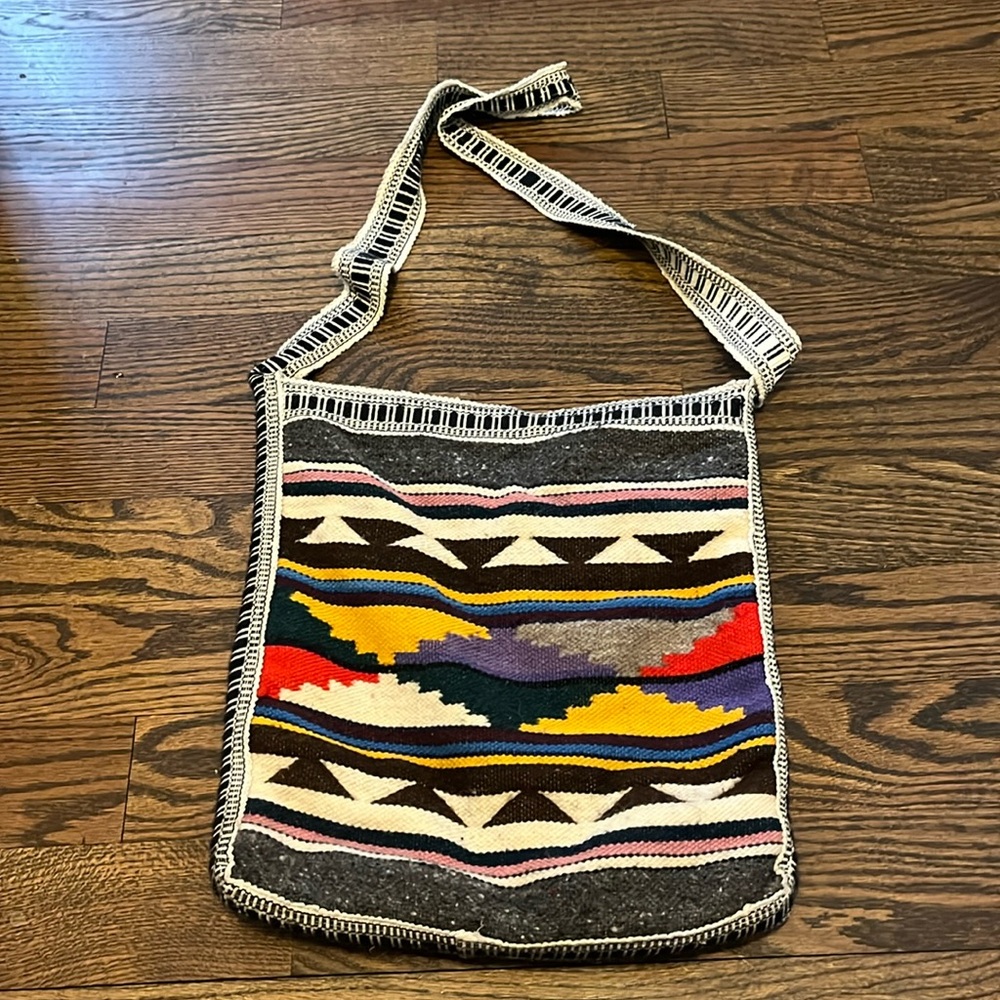 Mexican blanket boho zippered shoulder bag